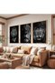 Wooden Framed King of the Forest Lion Triple Wooden Painting Set - 4