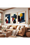 Wooden Framed Geometric Harmony Triple Wooden Painting Set - 4