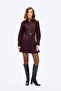 Pleated Belted Mini Shirt Dress Brown - 3