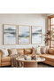 Wooden Framed Tranquil Horizons Triple Wooden Painting Set - 5
