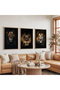 Wooden Framed King of the Forest Lion Triple Wooden Painting Set - 5