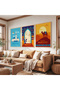 Wooden Framed Dreams of Morocco Triple Wooden Painting Set - 4