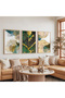 Wooden Framed Touch of Green Triple Wooden Painting Set - 5