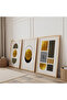 Wooden Framed Geometric Reflections Triple Wooden Painting Set - 2