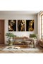 Wooden Framed Silence of the Golden Three Wooden Painting Set - 3