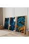 Blue Nature Triple Wooden Painting Set with Wooden Frame - 2