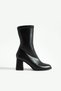 Black Stretch Boots Women's Chunky Heel Zippered Comfortable Casual and Stylish Vegan Heeled Boots for Combinations - 5