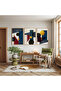 Wooden Framed Geometric Harmony Triple Wooden Painting Set - 3