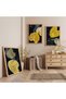 Wooden Framed Dance of Golden Leaves Triple Wooden Painting Set