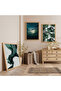 Wooden Framed Green Plant Triple Wooden Painting Set