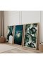 Wooden Framed Green Plant Triple Wooden Painting Set - 2