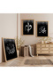 Wooden Framed Gray Texted Set of Three Wooden Paintings with the Words of Hz Muhammad and Allah