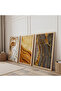 Yellow Color Modern Triple Wooden Painting Set with Wooden Frame - 2