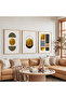 Wooden Framed Geometric Reflections Triple Wooden Painting Set - 5