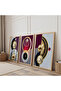 Wooden Framed Golden Circles Triple Wooden Painting Set - 2