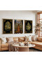 Wooden Framed Kaaba Gate Triple Wooden Painting Set - 5