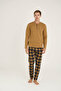 100% Cotton New Season Men's Modern Design Midi Collar Pajama Set - 4