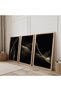 Wooden Framed Yellow Tone of Black Triple Wooden Painting Set - 2