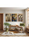 Wooden Framed Feather Dance Triple Wooden Painting Set - 3