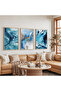 Wooden Framed Ocean's Dream Triple Wooden Painting Set - 5