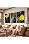 Wooden Framed Leaves Falling at Night Triple Wooden Painting Set - 4