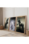 Black and White Horses with Wooden Frame Set of Three Wooden Paintings - 2
