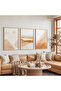 Wooden Framed Pastel Landscapes Triple Wooden Painting Set - 5
