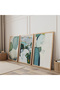 Blue Touches Triple Wooden Painting Set with Wooden Frame - 2