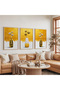 Wooden Framed Gold Vase Story Triple Wooden Painting Set - 5