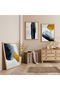 Wooden Framed Gold Accents Triple Wooden Painting Set