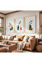 Wooden Framed Elegant Forms Triple Wooden Painting Set - 4