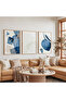 Blue Sezsizlik Triple Wooden Painting Set with Wooden Frame - 5
