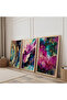 Colorful Modern Triple Wooden Painting Set with Wooden Frame - 2