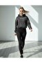 Anthracite Crop Hooded 3 Thread Raised Kangaroo Pocket Sweatshirt - 5