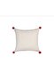Lux Beige Throw Pillow Cover with Pine Embroidery and Pom-Poms - 6
