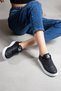 Black White Unisex Lace-Up Sports Shoes School Sneaker Women Men Child Large Size 158Nav - 3