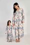 Kids Jalabiya – Blue and White Abstract Print and Embroidery Detailing - 5