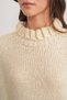 6883 Women's Ruffle Detail Crop Knit Sweater Beige - 6
