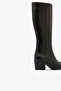 Black Genuine Leather Side Zipper Heeled Women's Boots - 5