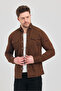 Slim Fit Men's Denim Shirt Brown 5XL Size 110-115 kg - 7