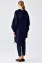 Hooded Front Zippered Asymmetrical Cap Dark Blue - 4