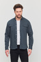 Slim Fit Men's Denim Shirt Petrol Green 5XL Size 110-115 kg - 4