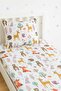 100% Cotton Children's Fitted Sheet and Pillowcase 90X190 Montessori Nature Animals Patterned