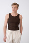 Premium Ribbed Slim Fit Brown Stretchy Men's Sports Tank Top - 2