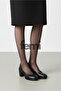 D24YA-675 Women's Black Leather Heeled Shoes