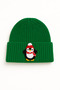 green wool beret with red scarf penguin punch luxury beret animal print