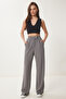 Comfortable Palazzo Trousers with Velcro Waist Smoked Lrv0003