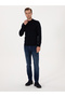 Navy Blue Slim Fit Wool Blend Quarter Fisherman Basic Knitwear Sweater 50315295-Vr033 - 4