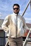 Color-Blocked Casual Winter-Spring Plush Jacket with Waist and Cuff Ribbing 2460 - 6