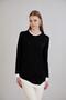Women's Gathered Side Asymmetrical Sleeve Collar Skirt Detail Black Modal Blouse - 6